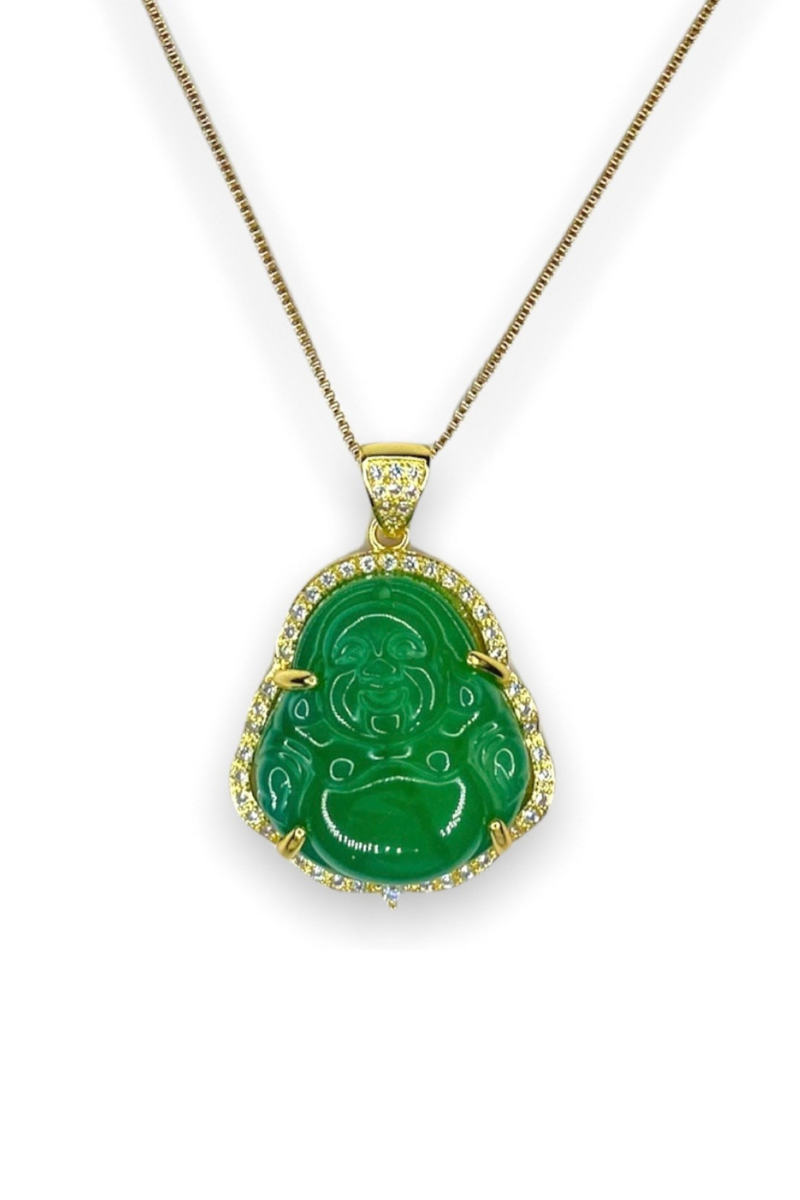 Sterling Silver Buddha Jade 24” Necklace – Noellery