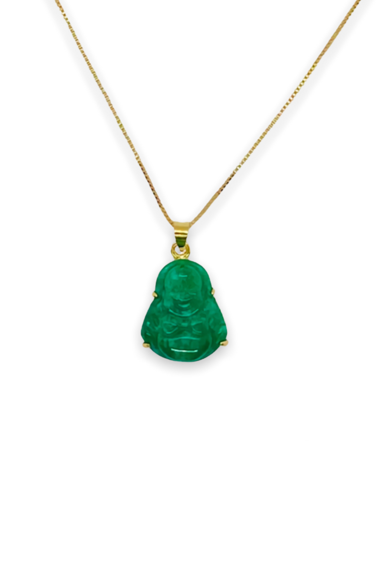 L Laughing Buddha Pendant Necklace With 18k Gold Plated Green Jade Lab  Simulated Diamond Pendant With Chain And CZ Jewelry From Chrisl, $14.13 |  DHgate.Com