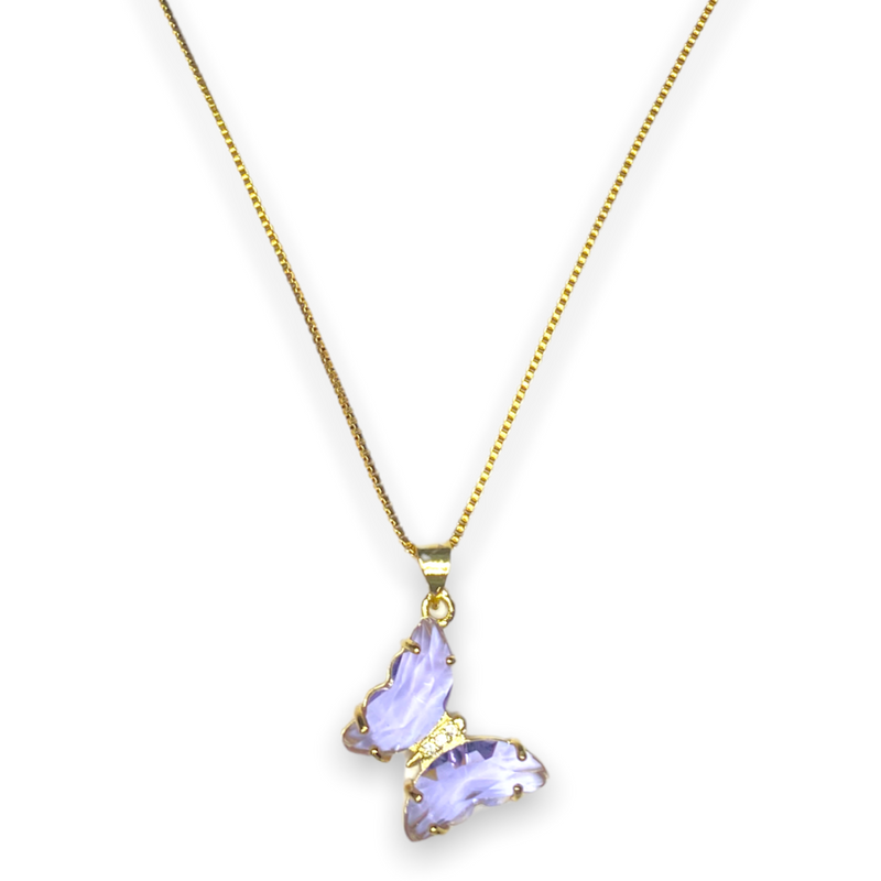 Purple Dangling Butterfly Necklace